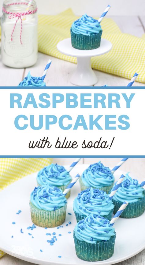 Soda Cupcakes, Delicious Cupcakes Recipes, Soda Cake, Blue Jello, Raspberry Cupcakes, Blue Cupcakes, Raspberry Cake, Cupcake Flavors, Cupcake Recipe