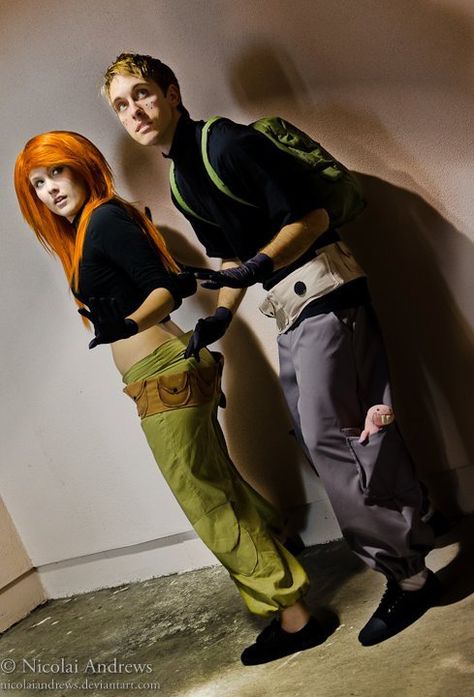 This would be awesome if my BF would do this with me.  I doubt it, but it would be fun! Kim Possible Halloween Costume, Kim Possible Costume, Kim Possible And Ron, Kim Possible Cosplay, Kim And Ron, Video Game Costumes, Couples Cosplay, Nerd Outfits, Kim Possible