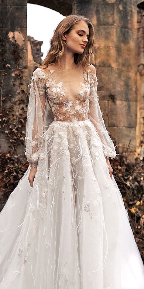 Gorgeous Floral Applique Wedding Dresses And#8211; Trend For 2016 ❤ See more: http://www.weddingforward.com/floral-applique-wedding-dresses/ #weddings Paolo Sebastian, A Wedding Dress, Wedding Dresses Unique, Gorgeous Gowns, Dream Wedding Dresses, Trending Dresses, Beautiful Gowns, Fancy Dresses, Dream Dress