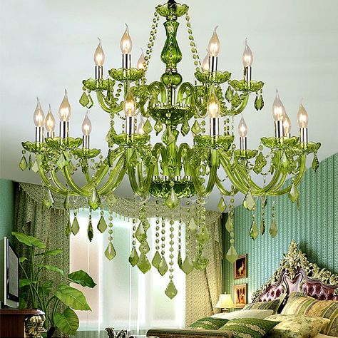 Chandelier Lighting Modern, Bar Chandelier, Green Chandeliers, Lustre Vintage, Wedding Chandelier, Candle Chandelier, Green Candle, Candle Lamp, Suspension Light