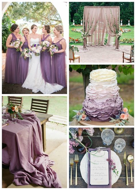 Our Wedding Color of the Month: Shades of Purple Wedding Color Schemes Purple, Lavender Wedding Colors, Light Purple Wedding, Dark Purple Wedding, Spring Wedding Outfit, Wedding Theme Color Schemes, Best Wedding Colors, Purple Wedding Theme, Wedding Colors Purple