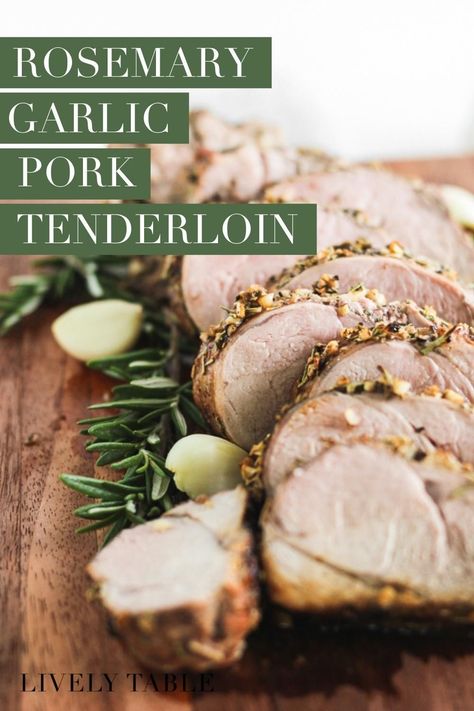 Whether for a weeknight dinner or to serve for guests, this easy garlic and rosemary crusted pork tenderloin is sure to impress as your main dish! It's simple to make with only 5 ingredients and comes out flavorful and tender every time. Easy Pork Tenderloin Recipe, Rosemary Pork Tenderloin, Easy Pork Tenderloin Recipes, Easy Pork Tenderloin, Cooking Pork Tenderloin, Rosemary Recipes, Pork Tenderloin Recipe, Clean Foods, Tenderloin Recipe