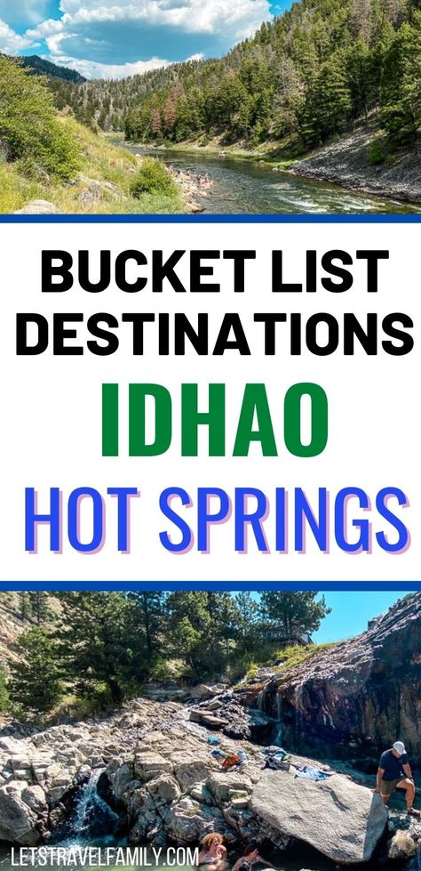 Here is a unique bucket list of travel destinations in Idaho. Check out these Idaho Hot Springs near Boise Idaho, and plan a fun road trip to Idaho. These Boise hot springs are just an hour or two away from downtown Boise and fun to find. They are natural hot springs or hot pools in the west that many people don't realize are there. #hotsprings #bucketlist #visitidaho #idaho #idahotravel #traveldestinations #bucketlisttravel Idaho Road Trip, Idaho Hot Springs, Stanley Idaho, Explore Idaho, Idaho Adventure, Idaho City, Best Rv Parks, Visit Idaho, Idaho Travel