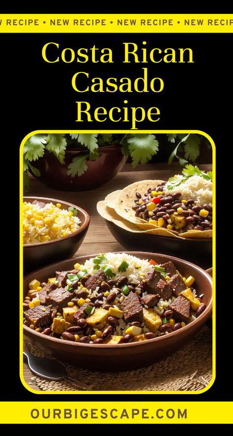 Costa Rican Casado Recipe Rice Black Beans, Costa Rican Food, Fried Plantains, Ripe Plantain, Rice Beans, Corn Tortilla, Plantains Fried, Cooked Rice, Hearty Meal