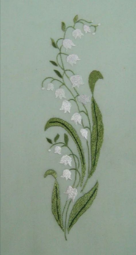 Lily Of The Valley Embroidery, Embroidery And Stitching, Lily Of The Valley, Fabric Painting, Embroidery Flowers, Pansies, The Valley, Art Studio, Hand Embroidery