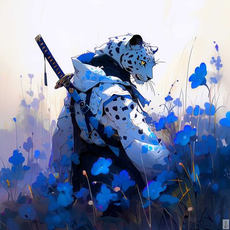 Snow Leopard Character, Samurai Animals, Cool Samurai, Snow Leopard, Evolution, Character Art, Art Design, Animals, Art