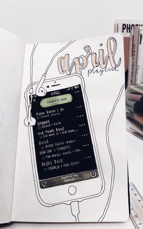 Aesthetic Bullet Journal Playlist Spreads ⋆ Sheena of the Journal Haft Vintage, Buku Diy, Bullet Journal Cover Ideas, Bullet Journal Notes, Bullet Journal Paper, Bullet Journal Mood, Bullet Journal Aesthetic, Bullet Journal Diy, Buku Skrap