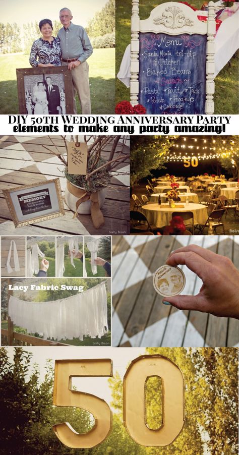 50th Anniversary Gifts Diy, Wedding Anniversary Decorations Diy, 50th Wedding Anniversary Ideas, Wedding Anniversary Ideas, Golden Anniversary Party, 60th Anniversary Parties, 50th Year Wedding Anniversary, 50th Wedding Anniversary Decorations, 40th Anniversary Party