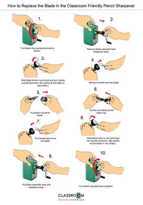 Click here to download printable instructions to display in your classroom.  How to Sharpen a Pencil   How to Remove Lead & How To Change the Blades Just Fo Pencil Sharpeners, Pencil Sharpener, Sharpeners, Classroom Management, The Classroom, Pencil, Photo And Video