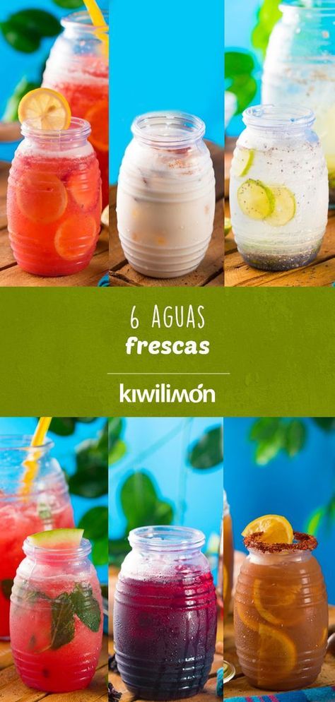 Refréscate con una #bebida de frutas este verano preparada como te enseñamos en esta #receta para preparar 6 Aguas Frescas de jamaica, horchata, tamarindo, limón con chía, sandía, fresa y tamarindo. ¡Se volverán tus aguas de sabor preferidas! Mexican Drinks Aguas Frescas, Mexican Aguas Frescas Recipes, Agua Fresca Recipe, Mexican Drinks, Steak Marinade, Agua Fresca, Hair Food, Fruit Drinks, Flavored Water