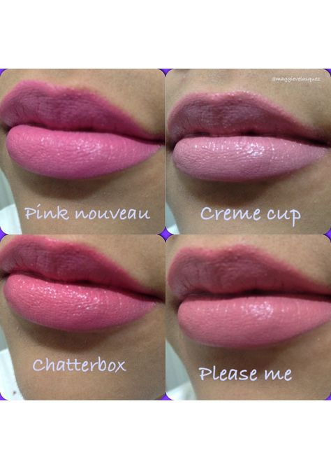 MAC pink lipsticks on Latina/olive skin. Pink nouveau,creme cup,chatterbox & please me. #MAC#lipsticks #swatches #pinknouveau #cremecup #chatterbox #pleaseme Mac Chatterbox Lipstick, Please Me Mac Lipstick, Best Pink Lipstick For Olive Skin, Mac Pink Lipstick Swatches, Mac Please Me Lipstick, Wedding Makeup Latina, Mac Pink Lipstick, Mac Please Me, Mac Creme Cup