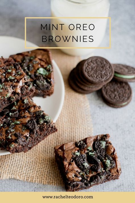 Mint Oreo Brownie Recipe Oreo Cookie Brownie, Oreo Brownies Recipe, Brownie Ideas, Oreo Brownie, Cookie Brownie, Mint Oreo, Cookie Brownie Recipe, Sweet Treats Desserts, Oreo Brownies