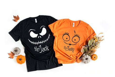 Halloween Tee His and Hers Halloween Shirt Trick or Treat - Etsy Halloween Couple Shirts, Couple Shirts Funny, Sally Shirt, Funny Halloween Shirts, Monster Shirt, Halloween Couple, Couples Halloween, Costume Shirts, Halloween Shirts