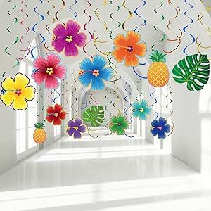 Hawaiian Theme Party Decorations, Summer Party Theme, Moana Birthday Party Theme, Lake Party, Ceiling Decorations, Summer Party Themes, Luau Theme Party, Luau Birthday Party, Moana Birthday Party