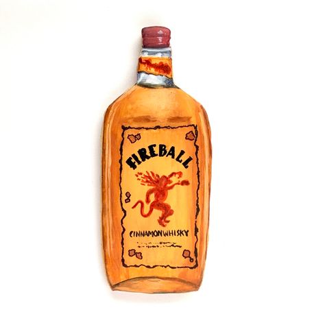 Fireball Drawing, Fireball Tattoo, Whiskey Cookies, Fireball Bottle, Fireball Drinks, Cookie Drawing, Fireball Whiskey, Theme Cookies, Alcohol Bottles