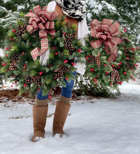 Christmas Wreaths For Front Door, Large Christmas Wreaths, Winter Wreaths by HandcraftedInGrace on Etsy Christmas Wreath Evergreen, Large Christmas Wreaths, Unique Christmas Wreaths, Pre Lit Christmas Wreaths, Wreaths Winter, Jack Pine, Outdoor Christmas Wreaths, Large Christmas Wreath, Christmas Mantle Decor