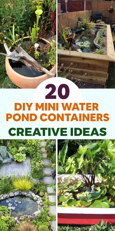 Diy Container Pond, Mini Fish Pond, Outdoor Fish Ponds, Fish Ponds Backyard, Water Garden Ideas, Mini Backyard, Diy Ponds Backyard, Container Pond, Outdoor Shower Ideas