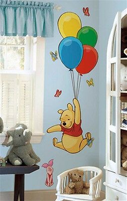 Winnie The Pooh Decor, Simple Wall Paintings, Winnie The Pooh Nursery, Simple Nursery, Creative Wall Painting, Large Wall Decals, Colorful Kids Room, Baby Room Themes, Diy Wall Painting