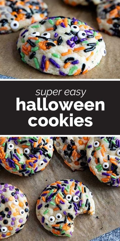 Monster Eye Cookies, Halloween Easy Cookies, Homemade Halloween Cookies, Spooky Halloween Cookies, Halloween Cookies Recipes, Quick Halloween Treats, Easy Halloween Cookies Recipes, Gooey Desserts, Spooky Cookies