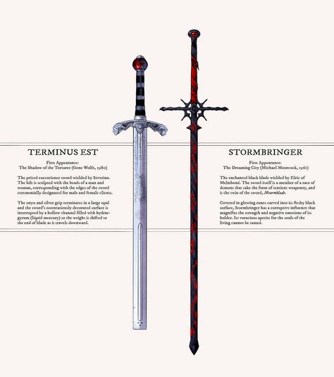 Fantasy Weaponry: Terminus Est and Stormbringer by Deimos-Remus on DeviantArt Longsword Fencing, Book Of The New Sun, Warlock 5e, Drawing Superheroes, Dnd Dragons, Modern Magic, Magic Items, Dungeons And Dragons Game, Creative Drawing Prompts