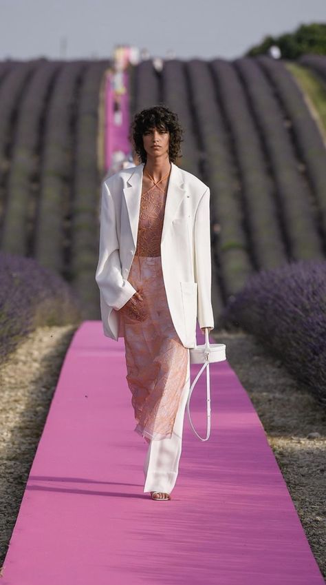 Simon Porte Jacquemus, Lavender Field, Pink Carpet, Lavender Fields, Lab Coat, Lavender, Carpet, Photo And Video, Instagram Photo