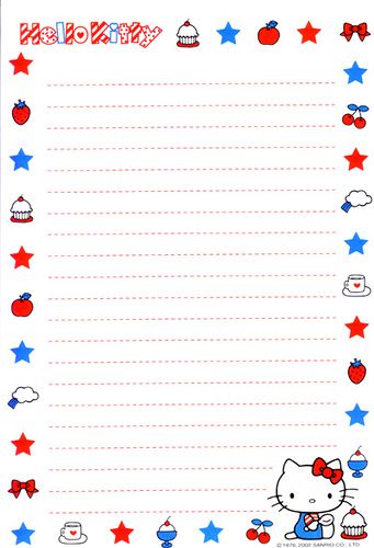 Memo Pad Design, Hello Kitty Printables, Notepaper, Note Writing Paper, Writing Paper Printable, Memo Paper, Memo Pads, Hello Kitty Birthday, Hello Kitty My Melody