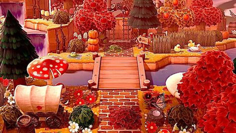 #animalcrossing #acnh #fall #fallisland #mushroom #mushroomcore #mushcore #cottagecore #autumn #autumnisland #tutorial #bridge Red Animal Crossing, Cottagecore Autumn, Mushroom Core, Acnh Cottagecore, Cottage Core, Animal Crossing, Bridge, Stuffed Mushrooms, Van