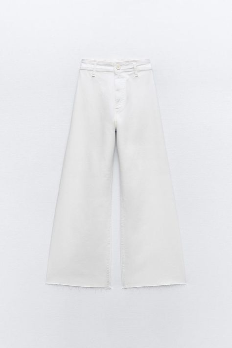 ZW COLLECTION HIGH WAIST MARINE STRAIGHT POCKET JEANS - Ecru | ZARA United States Jeans With Belt, Woman Jeans, Pink Jeans, Zara White, Zara Jeans, Zara Woman, Linen Blazer, Pocket Jeans, Trouser Jeans