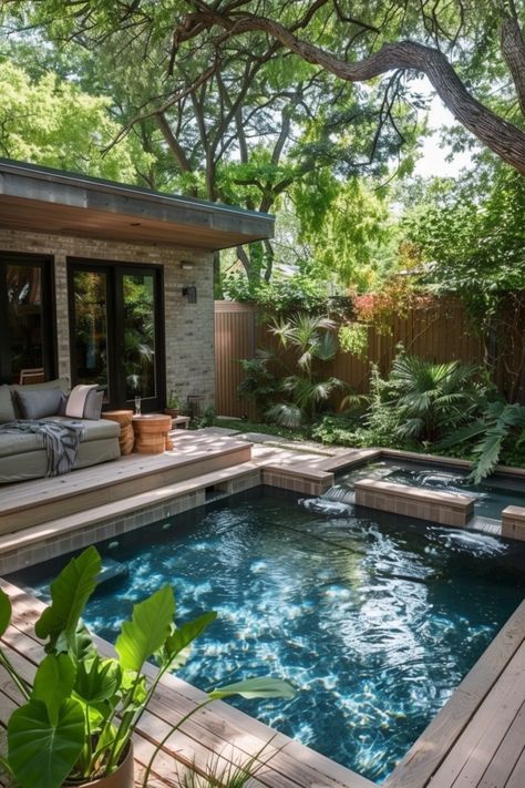 Small Backyard Pool Ideas: Refreshing Designs - Quiet Minimal Inground Jacuzzi, Affordable Pool, Tiny Pool, Small Pools Backyard, Small Backyard Pool Ideas, Cedar Gate, Cocktail Pool, Small Backyard Pool, Backyard Pool Ideas