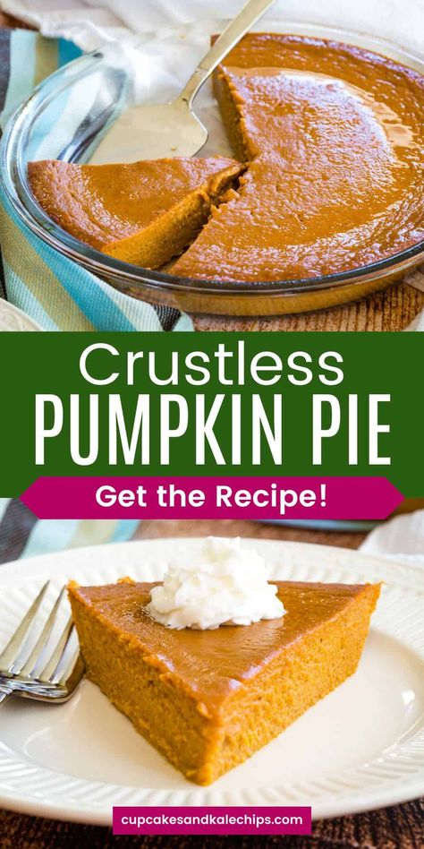 No need toi fudd with a crust! simplify your fall baking with this Crustless Pumpkin Pie recipe. With only 7 ingredients, you can create a creamy, gluten-free pumpkin spince delight that's as easy as it is delicious. Simple Pumpkin Pie Recipe, Simple Pumpkin Pie, Fall Desserts Gluten Free, Crustless Pumpkin Pie Recipe, Gluten Free Pumpkin Pie, Pumpkin Pie Recipe Easy, Crustless Pumpkin Pie, Pie Filling Recipes, Easy Gluten Free Desserts