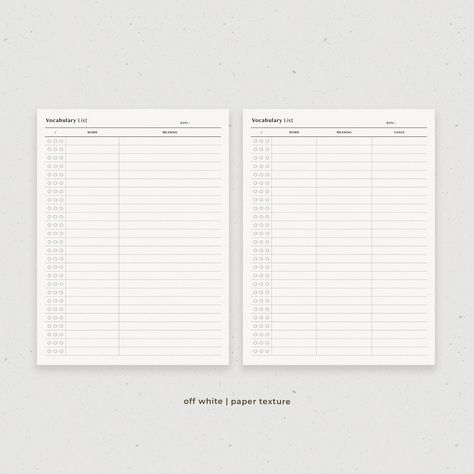 Excited to share the latest addition to my #etsy shop: Vocabulary List, Language Study Note Digital Planner Template for Goodnotes on Ipad, Printable Letter PDF, Beige Dark Mode Digital Pages #vocabularynotebook #vocabularyworksheet #languagelearning #spanishwordstudy #vocalisttemplate #englishstudynotes #goodnotesvocabulary Notes Language Learning, Study Planner Printable Free, Weekly Academic Planner, Vocabulary Notebook, Digital Planner Template, Planner Minimal, Study Planner Printable, Marketing Planner, Beige Paper