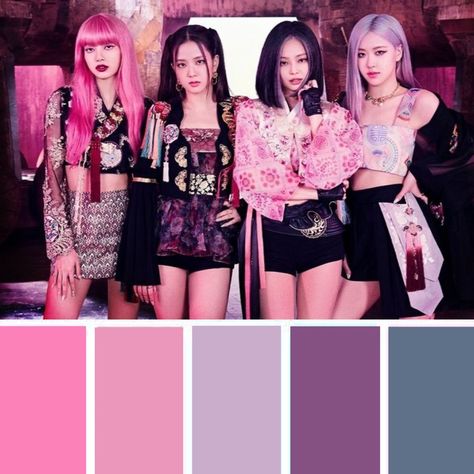 Kpop Color Palette, Color Design Inspiration, Color Pallete, Pop Color, Hex Codes, Black And Pink, Colour Images, Color Themes, Color Palettes