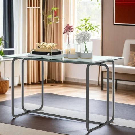 Wrought Studio 51'' Wide Rectangle Glass Top Dining Table - Wayfair Canada Studio 51, Glass Top Dining Table, Rectangle Glass, Dining Table, Glass