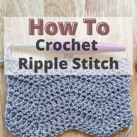 How to Double Crochet Ripple Stitch Crochet Ripple Stitch, Crochet Blanket Grey, How To Double Crochet, Crochet Ripple Afghan, Crochet Ripple Pattern, Crochet Triangle Scarf, Ripple Pattern, Ripple Stitch, Crochet Mat