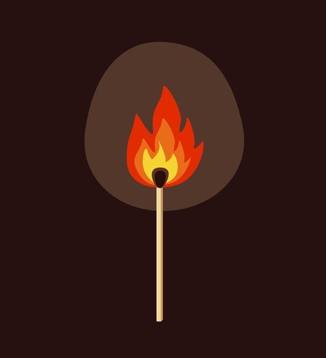 Flame from a match on a dark background. The fire of a burning match, vector illustration. Burning Illustration, Flame Illustration, Flame Icon, Fire Illustration, Vector Animation, Dark Background, Illustration Vector, The Fire, Dark Backgrounds