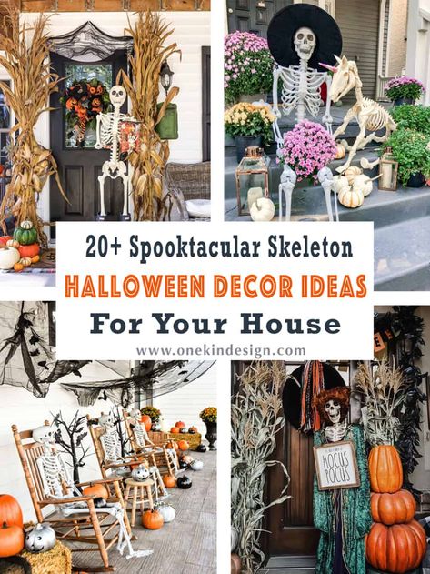 20  Spooktacular Skeleton Halloween Decor Ideas For Your House Skeleton Decor Ideas, Painting Pumpkin Ideas, Pumpkin Painting Ideas Easy, Cute Pumpkin Painting Ideas, Cute Pumpkin Painting, Easy Pumpkin Painting, Skeleton Halloween Decor, Faces Painting, Creative Halloween Decorations