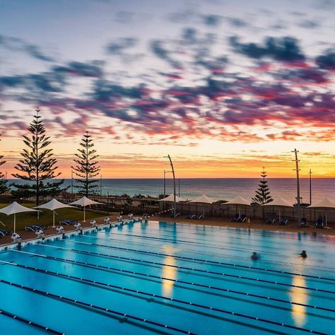 Perth Bucket List ✔️17. Sunsets overlooking the beautiful new Scarborough Beach Pool. 💎 🌅 💎 🌅 English Monologue, Swim Pictures, Swimming Aesthetic, Swimming Photos, Amazing Swimming Pools, Bondi Icebergs, Swimming Pictures, Scarborough Beach, I Love Swimming