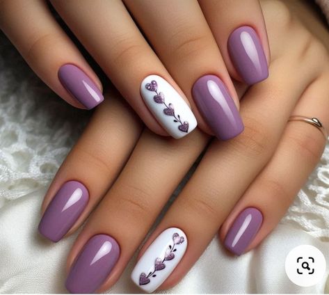 Nail Inspo Square Purple, Nail Ideas Short Oval, Cute Short Nails Purple, Dark Purple Nail Art Designs, Purple Nails With Hearts, Purple And Grey Nails, Purple Autumn Nails, New Trendy Nail Art Designs, Minimal Nails Design