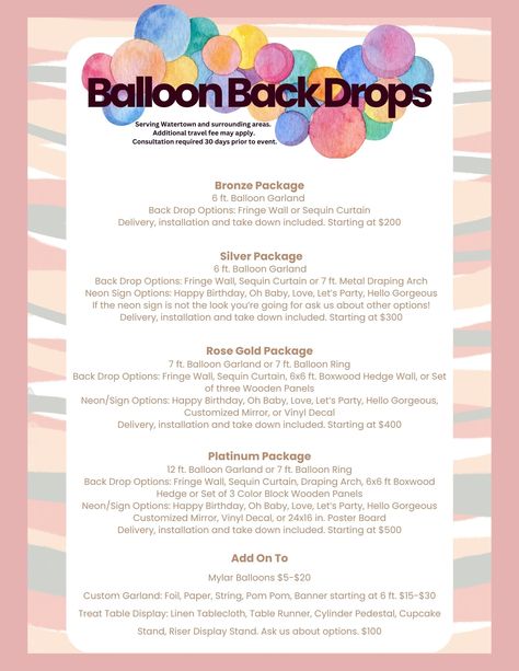 Balloon Business Organization, Balloon Menu Pricing, Balloon Arch Business, Balloon Pricing Guide, Balloon Pricing, Ballon Business, Balloon Decorations Diy Tutorials, Event Rental Business, Party Balloons Diy