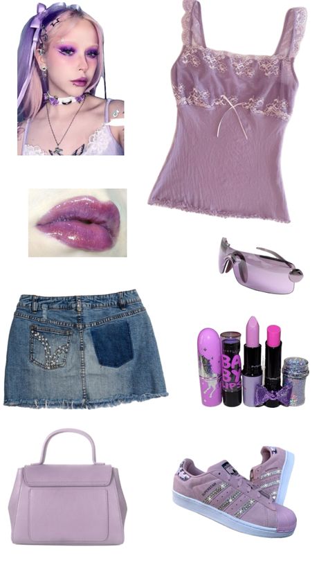 #outfitinspo #y2k #purple #miniskirtoutfit #sneakersoutfit #streetwear #festival #concert #casualoutfit #cuteoutfit #fashion #style #2000s Cute Y2k Outfits, Fashion Trend Board, Outfits 2000s, Festival Concert, Concert Festival, Miniskirt Outfits, Over 50 Womens Fashion, Fashion Group, Create Outfits