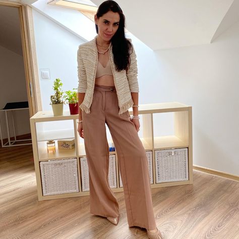 Trousers Beige Outfit, Palazzo Trousers, Beige Outfit, Trousers, Pants