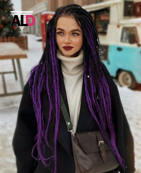 Purple Synthetic Dreads, Dreadlock Extension, Boho Dreads, Dreads Hairstyles, Braided Dreadlocks, Fake Dreads, Double Ended Dreads, Synthetic Dreadlocks, Dark Violet