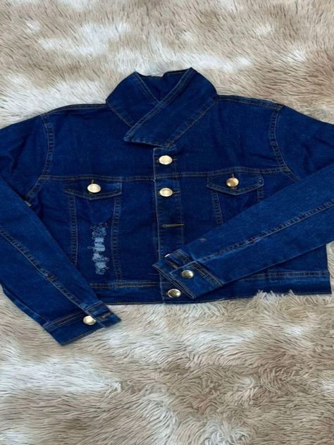 Lavagem escura Casual Collar Manga Comprida Jeans   Embellished Elasticidade Média Jeans Embellished, Denim Jacket Women, Denim Women, Casual Fashion, Denim Jacket, Clothes For Women, Clothes