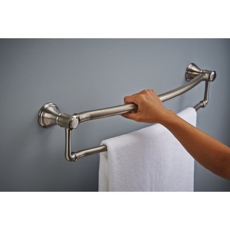 Delta 41319-PN Brilliance Polished Nickel 24" Towel Bar Bathroom Redesign Ideas, Senior Bathroom, Forever Home Ideas, Bathroom Downstairs, Bathroom Reno Ideas, Metal Room, Bathroom Upstairs, Bath Safety, Redesign Ideas