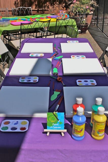 6 Easy Ways To Throw An Art Party Art Party Activities, Kids Art Party, Art Themed Party, Tangled Birthday Party, Rapunzel Birthday Party, Painting Birthday Party, Tangled Birthday, Artist Birthday, Rapunzel Party