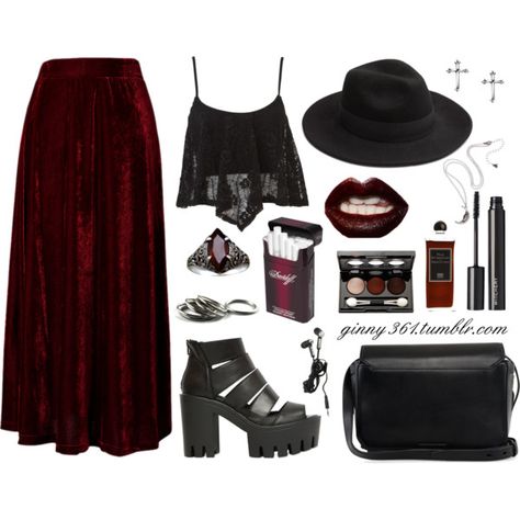 G152 by perenyigina on Polyvore featuring Chicwish, Strategia, Cacharel, Christina Elleni, Bing Bang, SELECTED, Vincent Longo, Witchery and Serge Lutens Outfit Ideas Midsize, Witchy Outfits, Goth Outfit Ideas, Goth Outfit, Boho Goth, Witchy Fashion, Witch Outfit, Grunge Goth, Goth Outfits