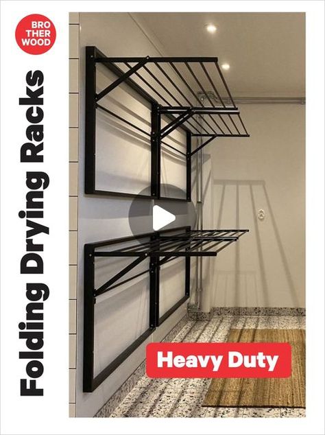 Clothes Dry Rack Ideas, Small Diy Laundry Room Ideas, Indoor Drying Rack Ideas, Laundry Hanging Rack Ideas, Laundry Rooms With Hanging Rod, Diy Outdoor Drying Rack, Clothing Drying Rack Ideas, Clothes Hanging Ideas Laundry, Small Utility Drying Ideas