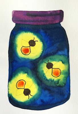 Kathy's Art Project Ideas: Glow in The Dark Firefly Art Lesson Firefly Painting, Fireflies Craft, Fireflies In A Jar, Firefly Art, 2nd Grade Art, 6th Grade Art, Jar Art, Bug Art, Art Project Ideas