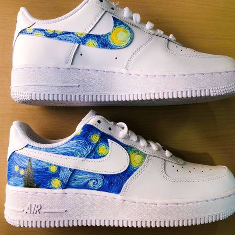 by 🎨 @Ten.Toz Share and Tag your Art work with #TENTOZ Painted Air Force 1, Sneakers Air Force, Custom Af1, Waterproof Paint, Custom Shoes Diy, Nike Shoes Air Force, Vincent Van Gogh Art, Painted Sneakers, Unique Sneakers