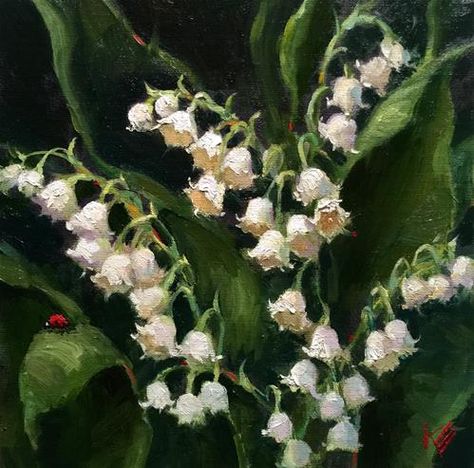 Painting Lily Of The Valley, Bells Painting, Delicate Bouquet, Lily Of The Valley Flowers, Valley Flowers, Rennaissance Art, Nothing But Flowers, Mia 3, Ethereal Art